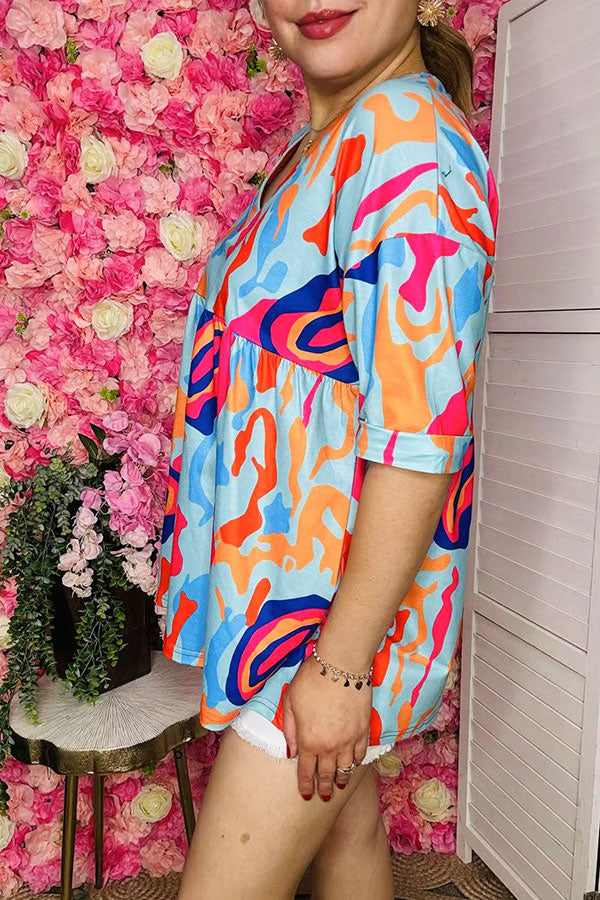 Buy Multi color prints baby doll & short sleeve women blouse BQ15955 (BS3)